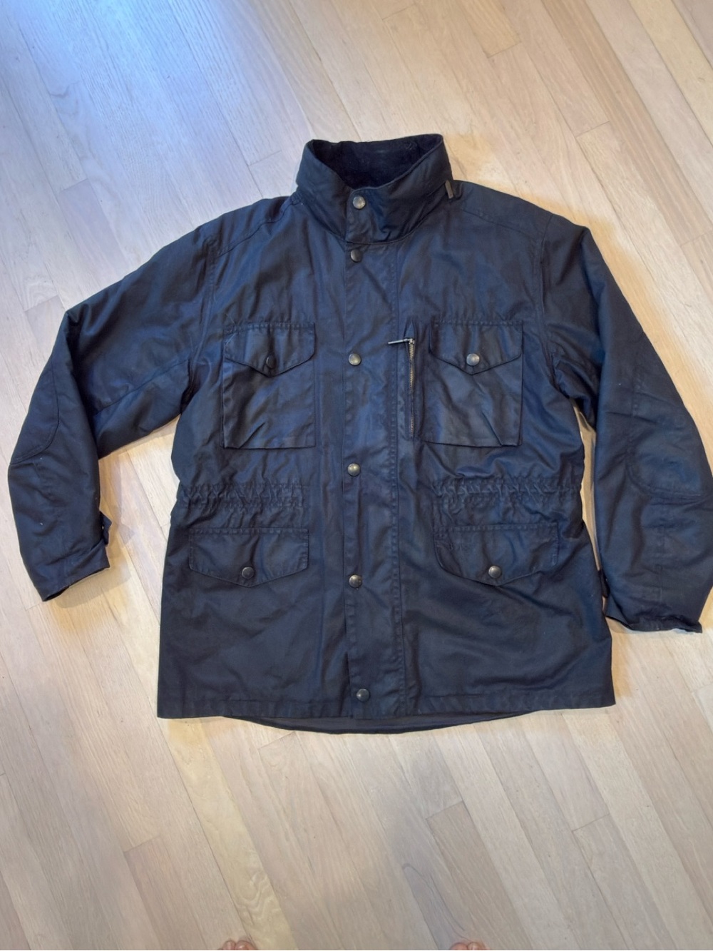 Barbour Sapper Waxed Jacket (L) Black w/quilted black lining